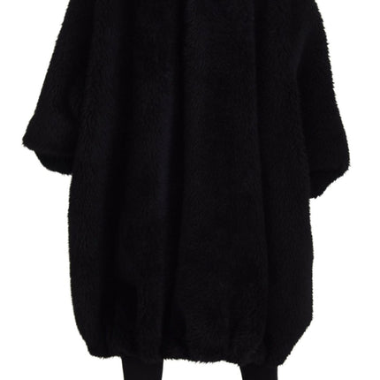 Elegant Black Cashmere Blend Veste de pardessus