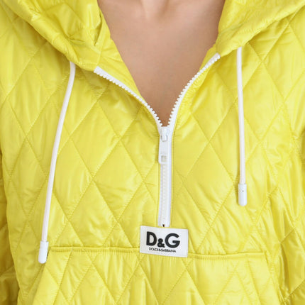 Elegant Yellow Hooded Jacket