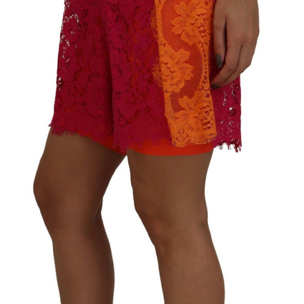 Elegant Lace High-Waist Shorts in Dual-Tones