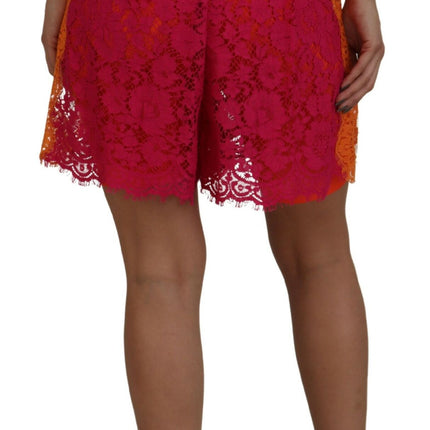 Elegant Lace High-Waist Shorts in Dual-Tones