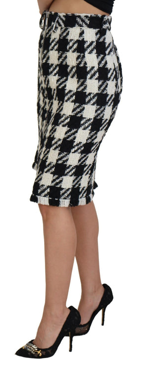 Elegante Houndstooth hoge taille rok met knielengte