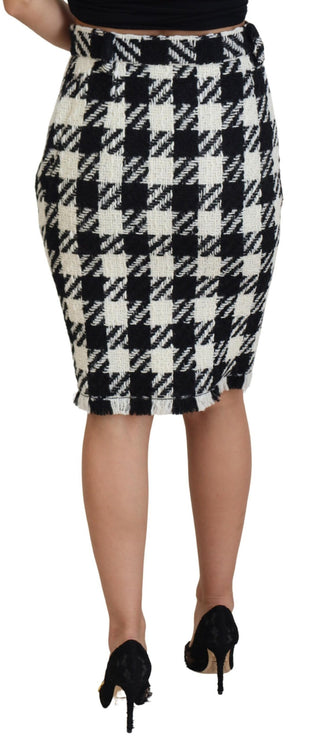 Elegante Houndstooth hoge taille rok met knielengte