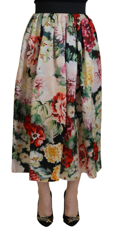 Exquise High Taille Floral Silk Rok