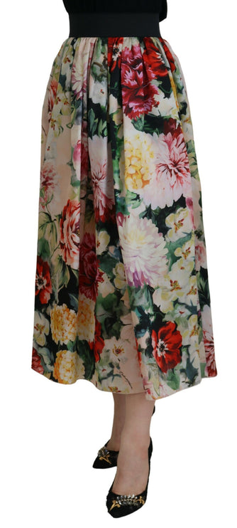 Exquise High Taille Floral Silk Rok