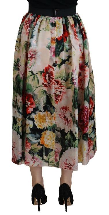 Exquise High Taille Floral Silk Rok