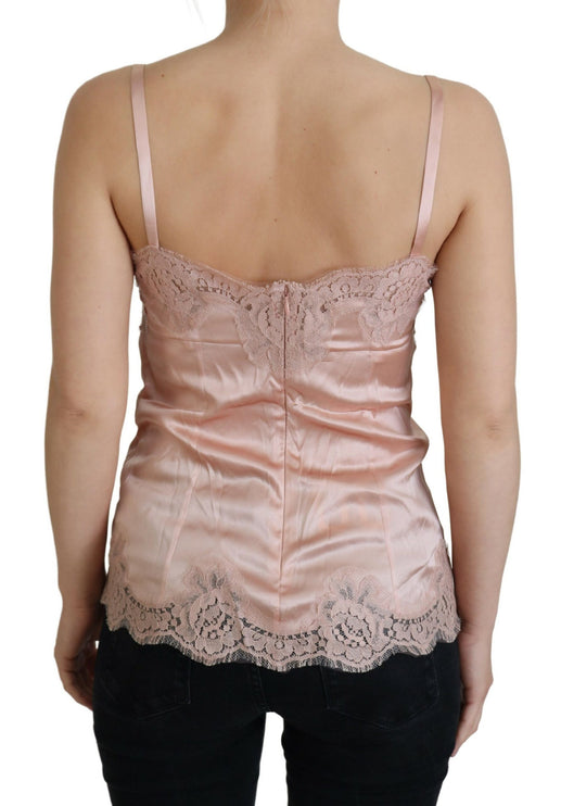 Elegante top in lingerie di seta rosa