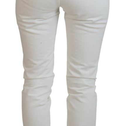 Esbeltos jeans delgados de la cintura alta en blanco