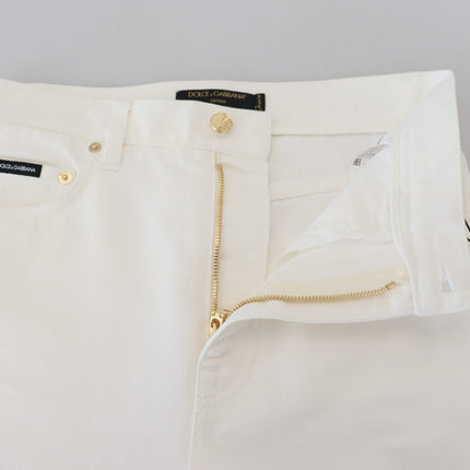 Esbeltos jeans delgados de la cintura alta en blanco