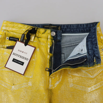 Jeans chic ad alta vita dritta in giallo vibrante