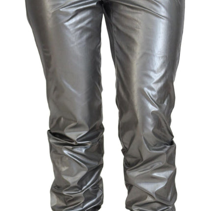 Elegante magere broek met hoge taille in zilver