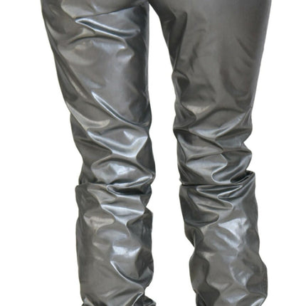 Elegante magere broek met hoge taille in zilver