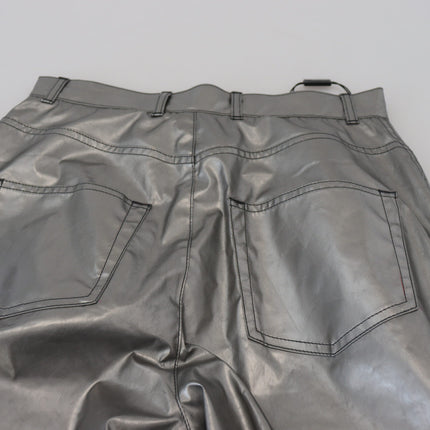 Elegante magere broek met hoge taille in zilver