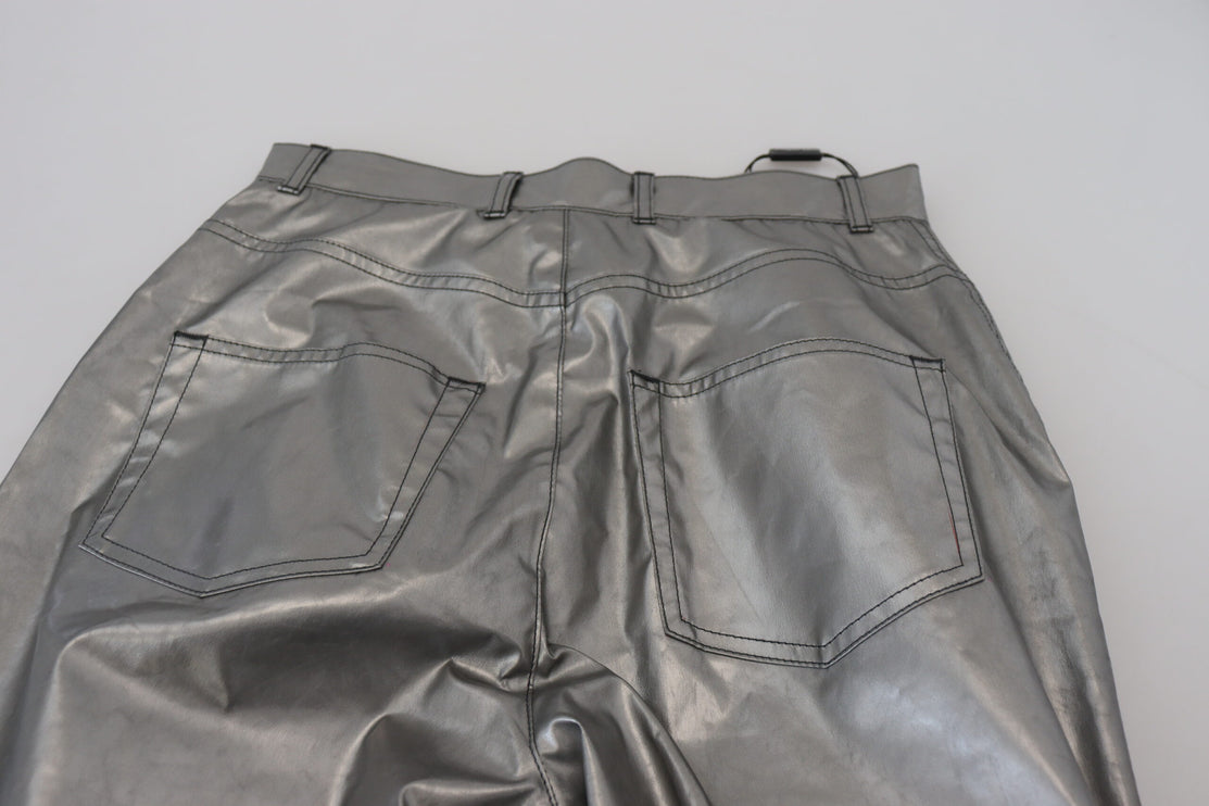 Elegante magere broek met hoge taille in zilver