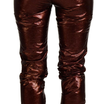 Hoge taille skinny jeans in metalen brons