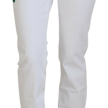 Elegante witte mid -taille skinny jeans