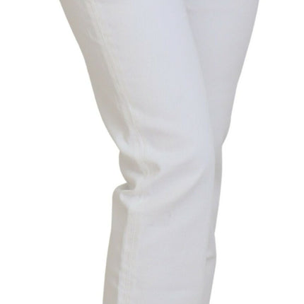 Elegante witte mid -taille skinny jeans