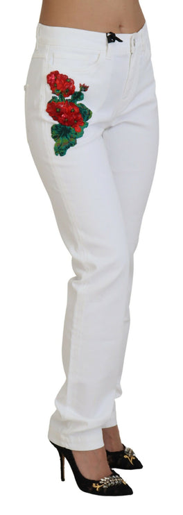 Elegante witte mid -taille skinny jeans