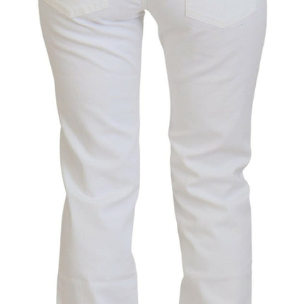 Elegante witte mid -taille skinny jeans