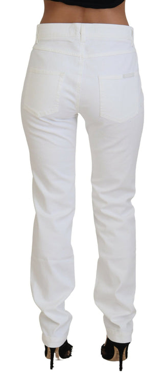 Elegante witte mid -taille skinny jeans