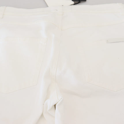 Elegante witte mid -taille skinny jeans