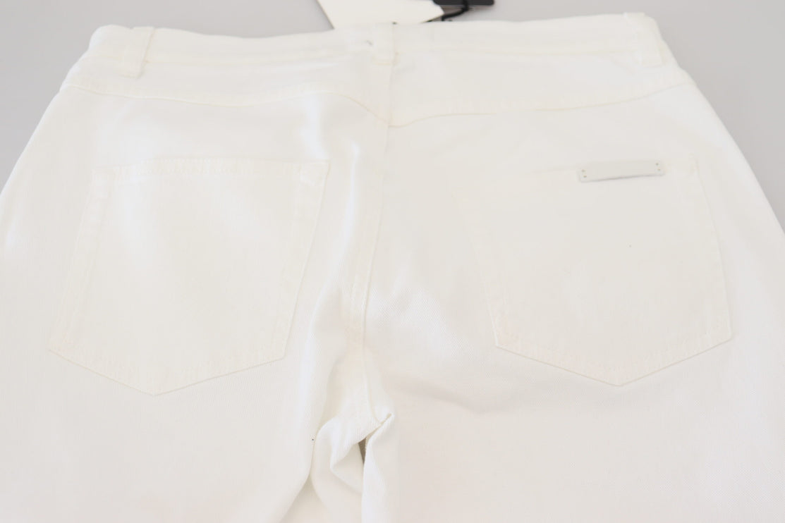 Elegante witte mid -taille skinny jeans