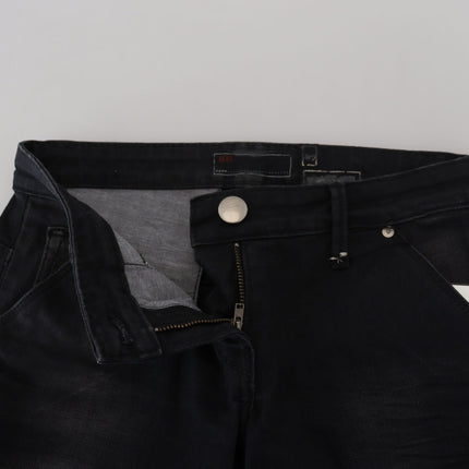 Eleganti jeans magri a bassa vita lavati neri