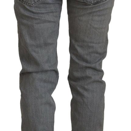 Chique skinny grijze jeans met lage taille