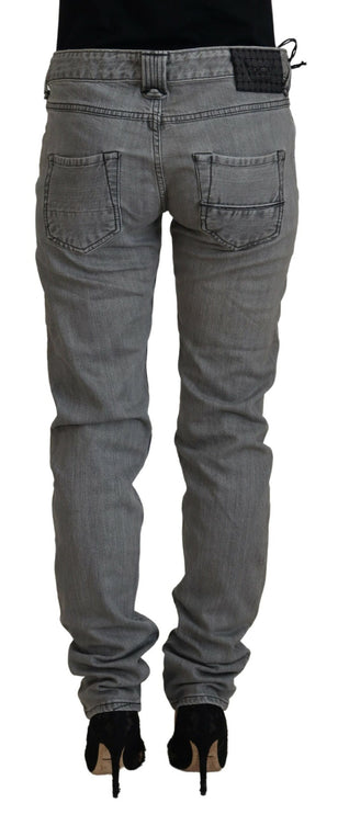 Chique skinny grijze jeans met lage taille