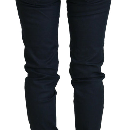 Jeans magri chic a bassa vita in blu