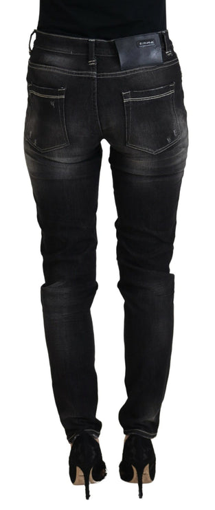 Elegant Tapered Mid Waist Black Jeans