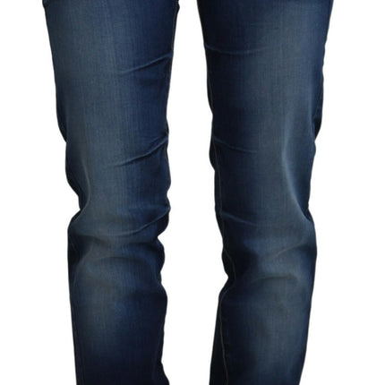 Chique denim broek met lage taille in blauw