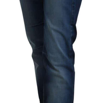 Chique denim broek met lage taille in blauw