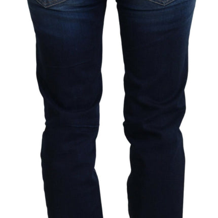 Chique denim broek met lage taille in blauw