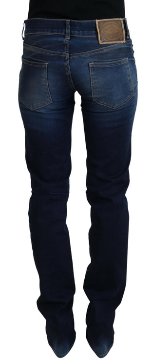 Chique denim broek met lage taille in blauw