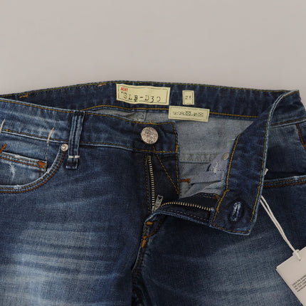 Eleganti jeans magri a bassa vita lavati a bassa vita