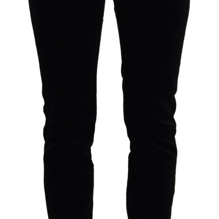 Chique zwarte mid -taille skinny jeans