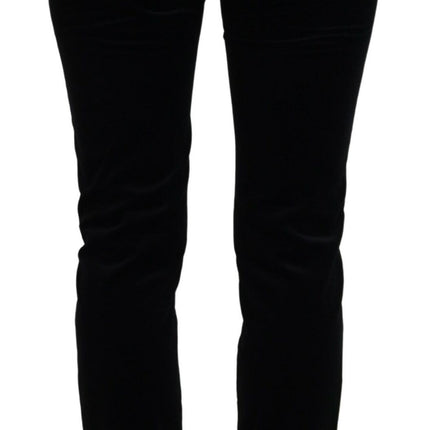 Chique zwarte mid -taille skinny jeans