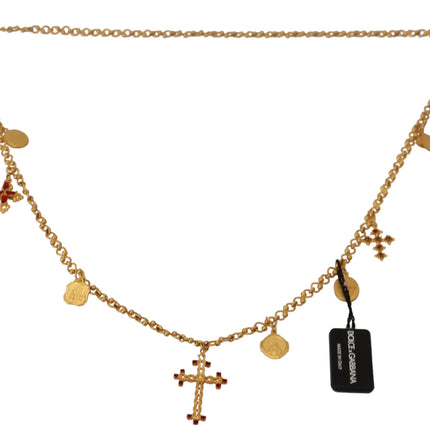 Gold Tone Cross Charm Necklace