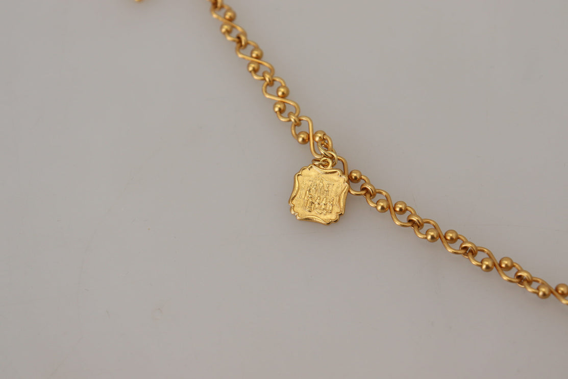 Gold Tone Cross Charm Necklace