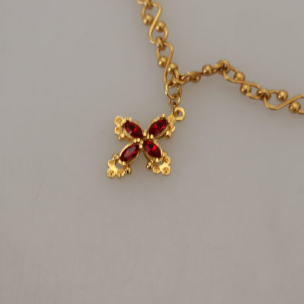 Gold Tone Cross Charm Necklace