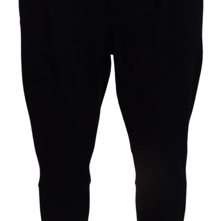 Elegant Black Tapered Wool Trousers