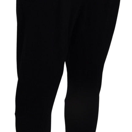 Elegant Black Tapered Wool Trousers