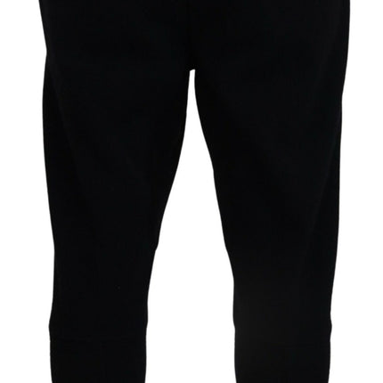 Elegant Black Tapered Wool Trousers