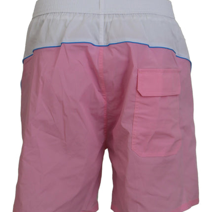 Shorts de natation à imprimé blanc et rose chic