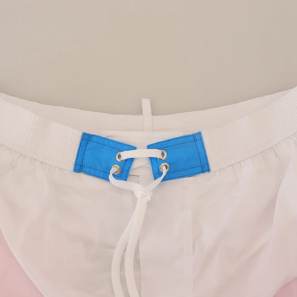 Shorts de natation à imprimé blanc et rose chic