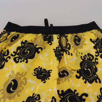 Boxeador de pantalones de natación de impresión de bloque amarillo