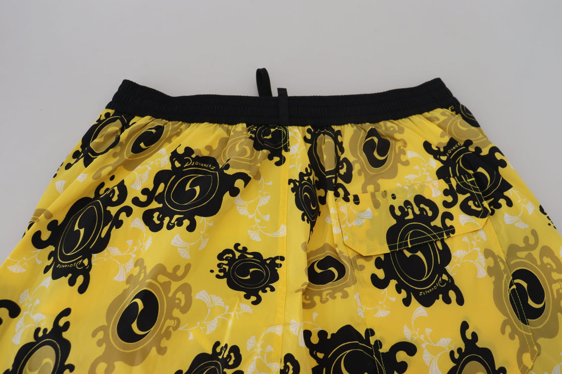 Boxeur de shorts de natation à imprimé jaune