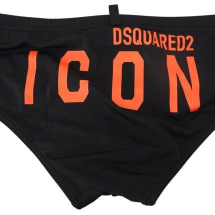 Briefs de natation noirs élégants avec logo orange