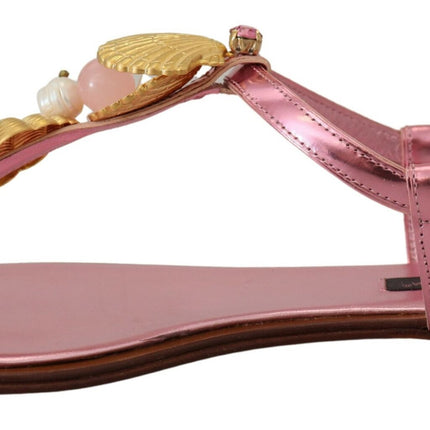 Sandales en cuir rose chic avec des embellissements exquis