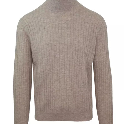 Beige Cashmere-Wool Blend Turtleneck Sweater